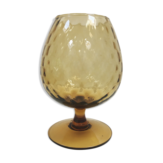 Vase coupe Empoli 1950 en verre jaune ambré
