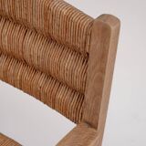 Pair of Rustic French Oak & Rush Armchairs, 1950s