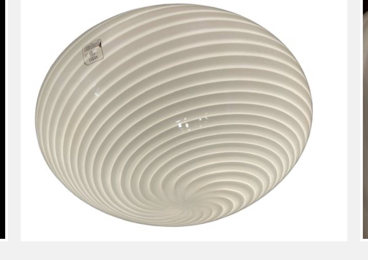 Murano Glass White Swirl Flushmounts Set of 2