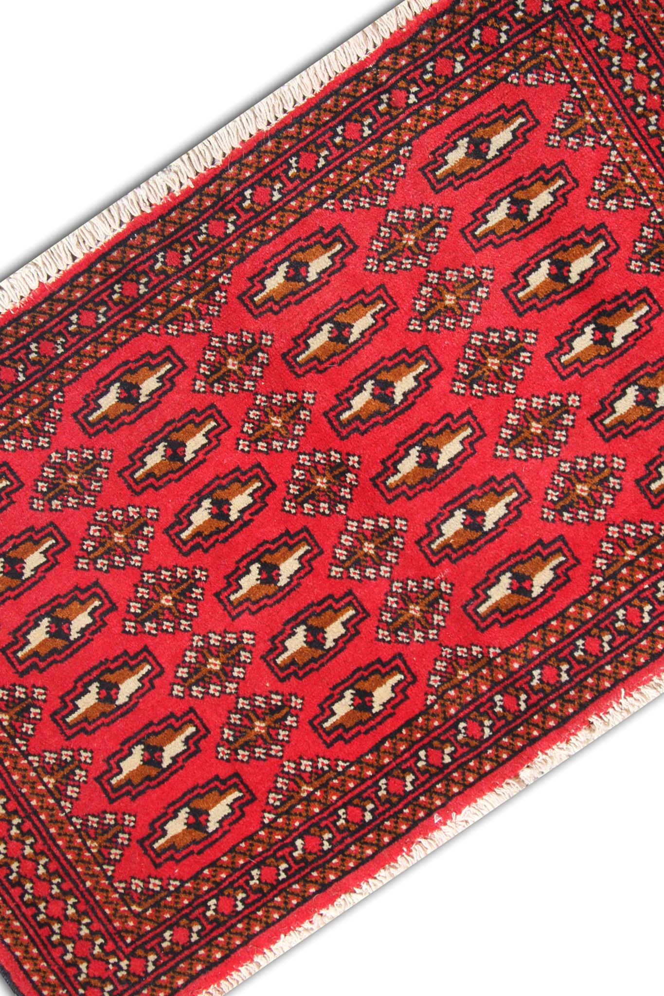Bukhara rug red wool persian carpet 50x100cm