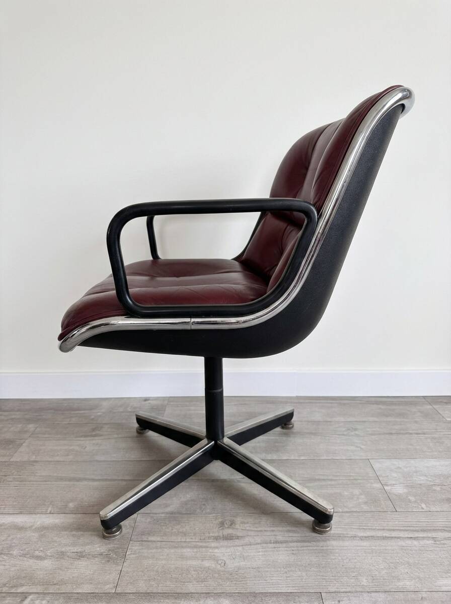 Charles Pollock Executive Armchair for Knoll Vintage Bordeaux Leather 1970