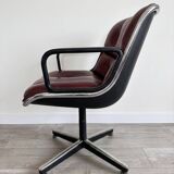 Charles Pollock Executive Armchair for Knoll Vintage Bordeaux Leather 1970