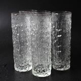 Set of 5 Vintage Bark Patterned Tumblers / Mid-Century Pressed Glass /Italy