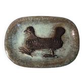 Marie-henriette bataille pour dour, plat en céramique, décor d'oiseau styli