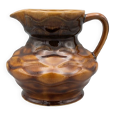 Large vintage brown caramel ceramic jug - Sarreguemines Model