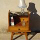 Vintage oak bedside table with splayed legs