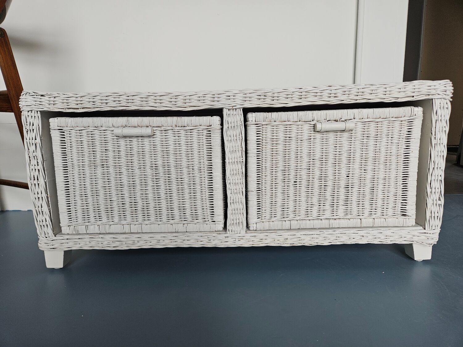 Rattan storage bench