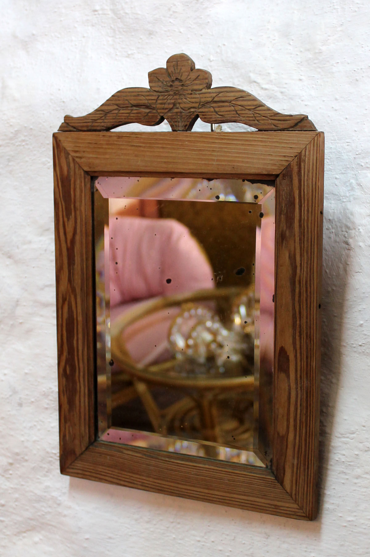 Small old wooden mirror  24x37cm