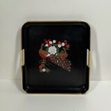 Vintage plastic tea tray  Peacock design