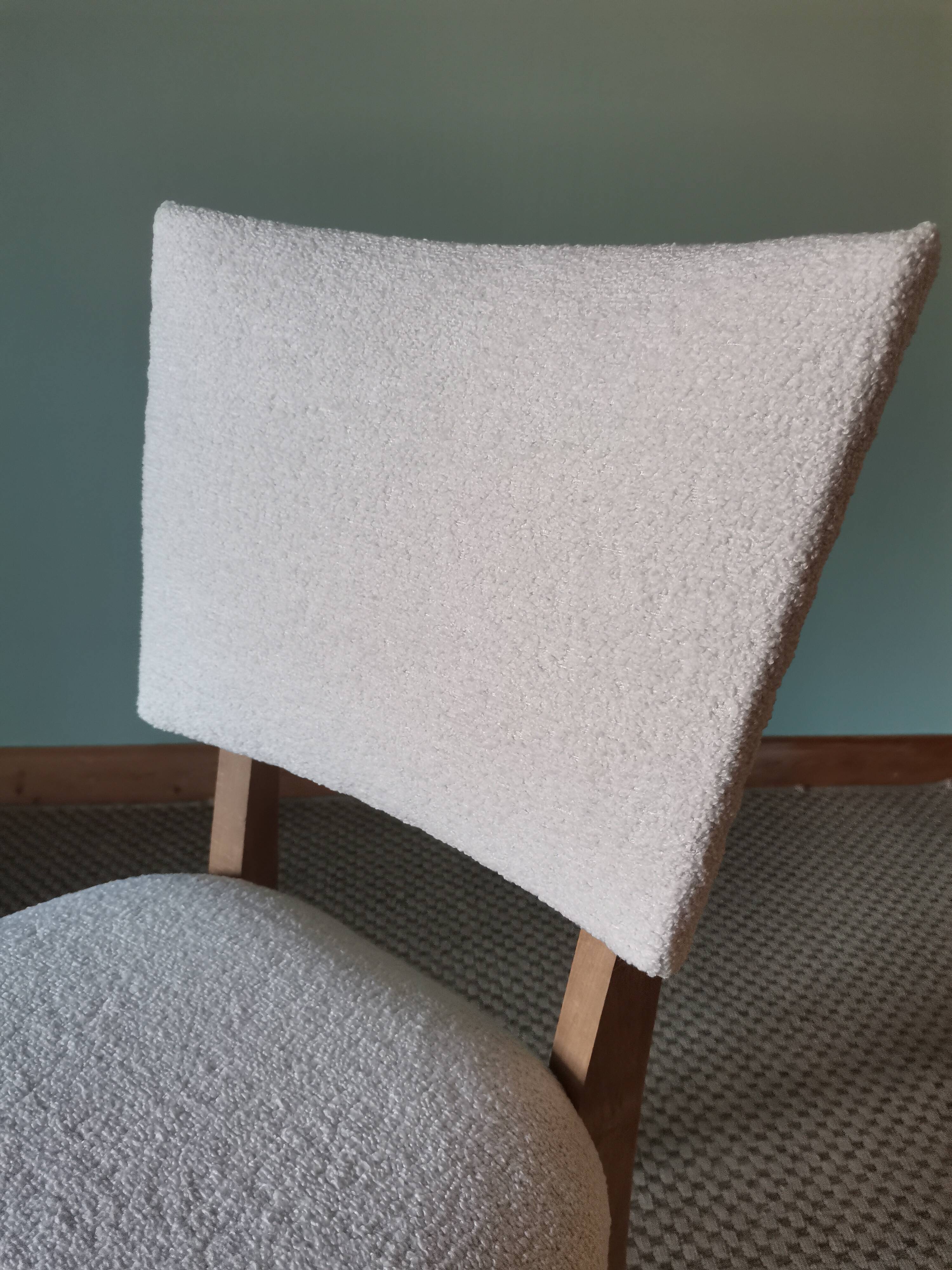 Art Deco white boucle chairs