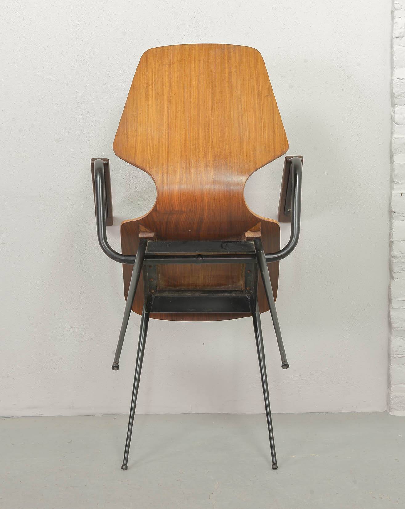 Auping Model Carelle Minimalistic Side / Dining Chairs Teak Wood 1950s