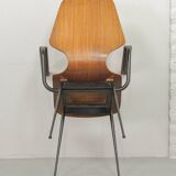 Auping Model Carelle Minimalistic Side / Dining Chairs Teak Wood 1950s