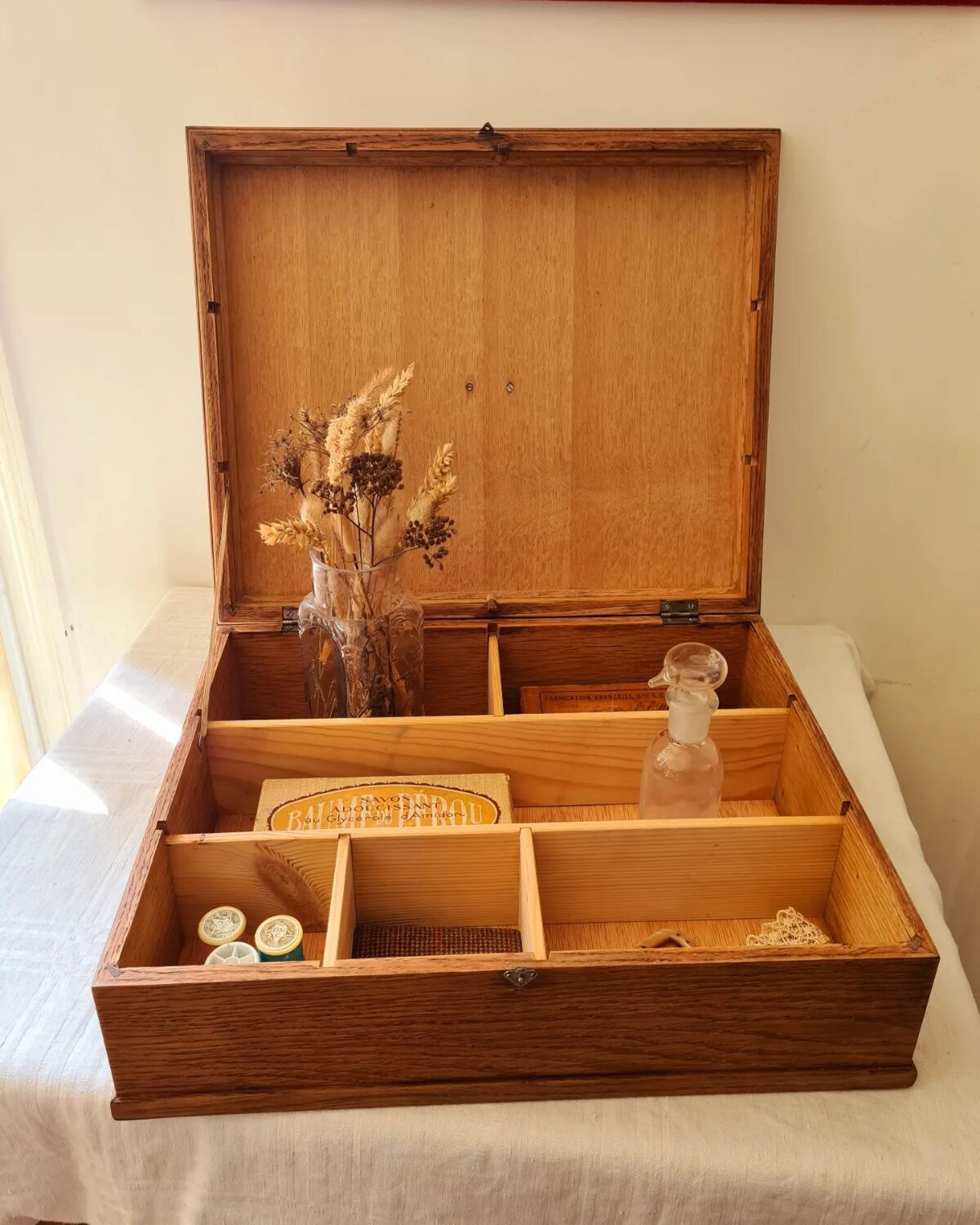Old oak sewing box