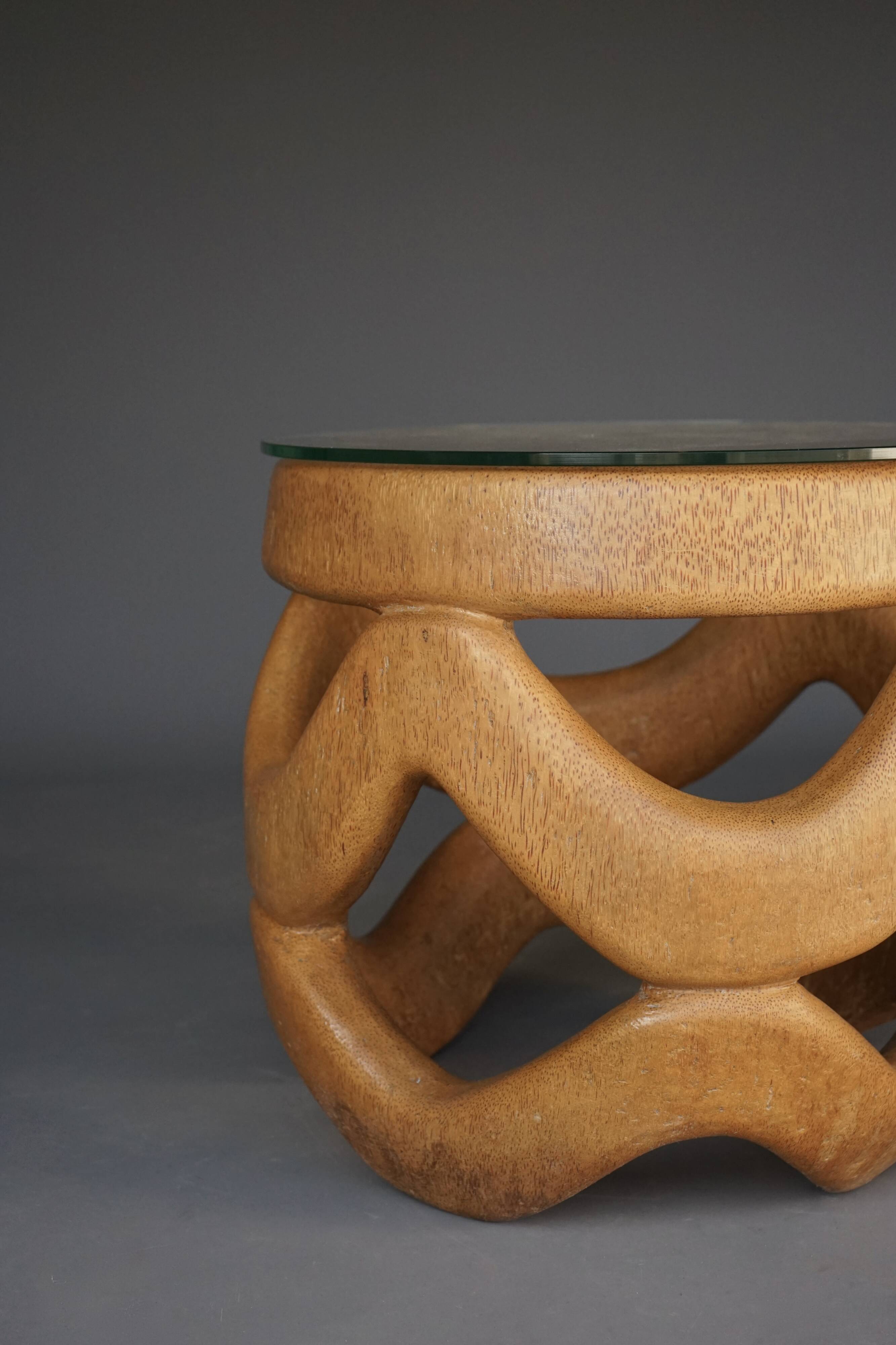 Organic Sculptural hand-crafted Palm Wood Coffee Table, 1970s
