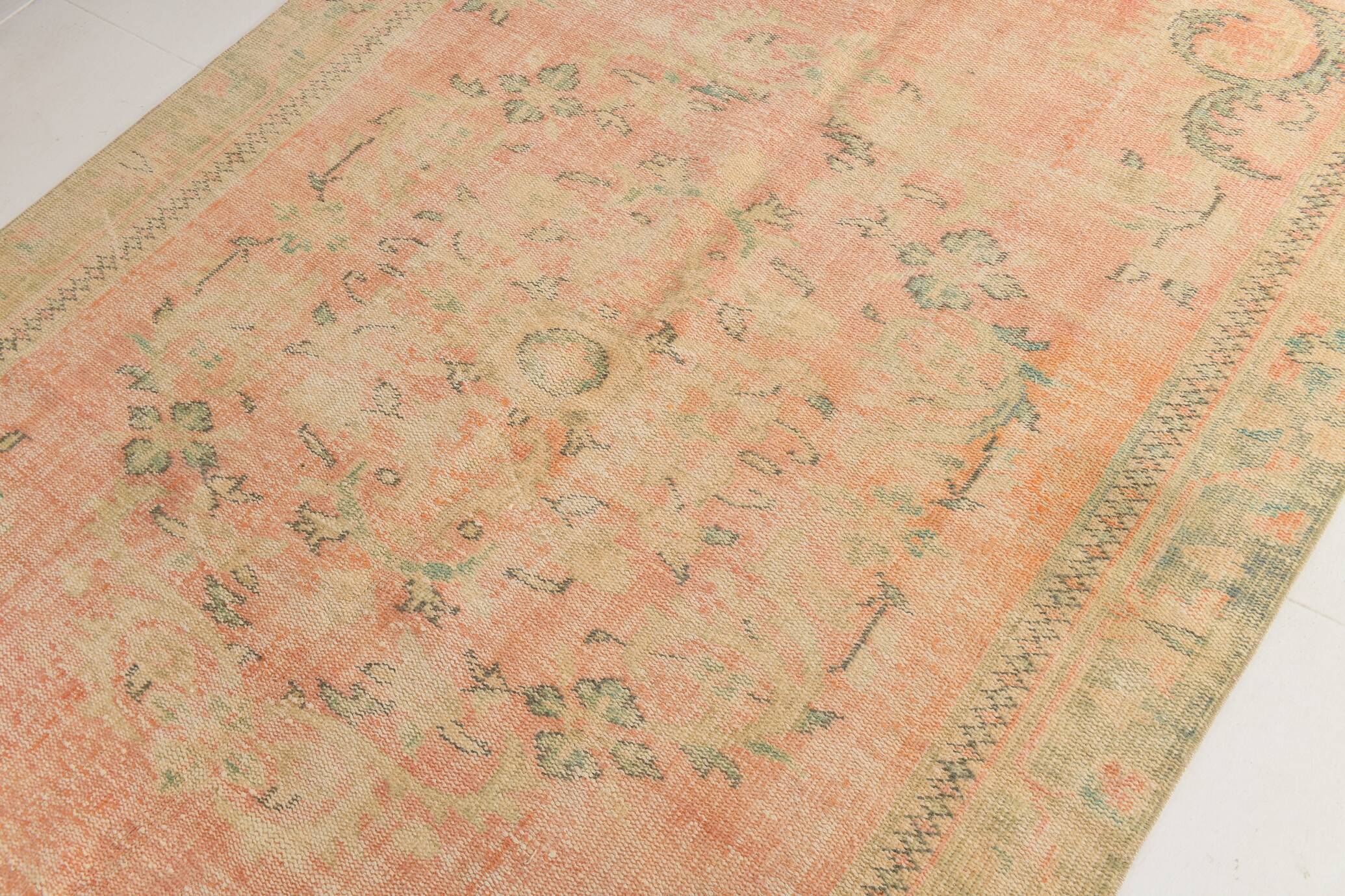 6x9 Vintage Soft Peach Geometric Style Vintage Rug, 175x270 Cm
