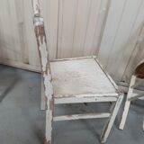 4 patinated white bistro chairs