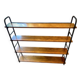 Low freestanding wooden and metal bookshelf, Omnia style – 1960