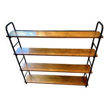 Bibliothèque basse autoportante en bois et métal, style Omnia – 1960