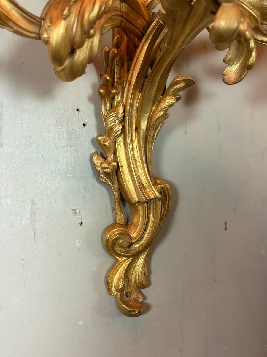 Pair of large wall sconces in Louis XV style circa 1880
