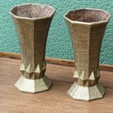 Pair of cast iron cone vases, art deco