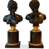 Pair of bronze busts Venus and Antinous