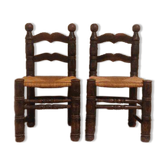 Paire de chaises brutalistes dans le goût de Dudouyt