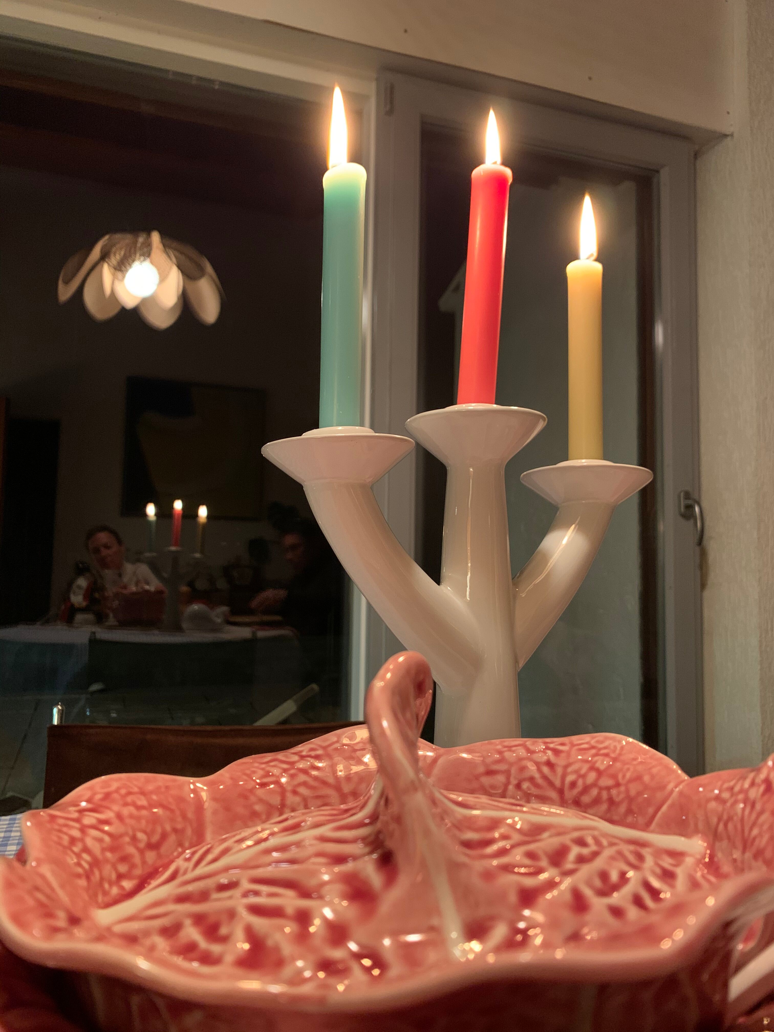 Swedish chandelier white ceramic 3 fires
