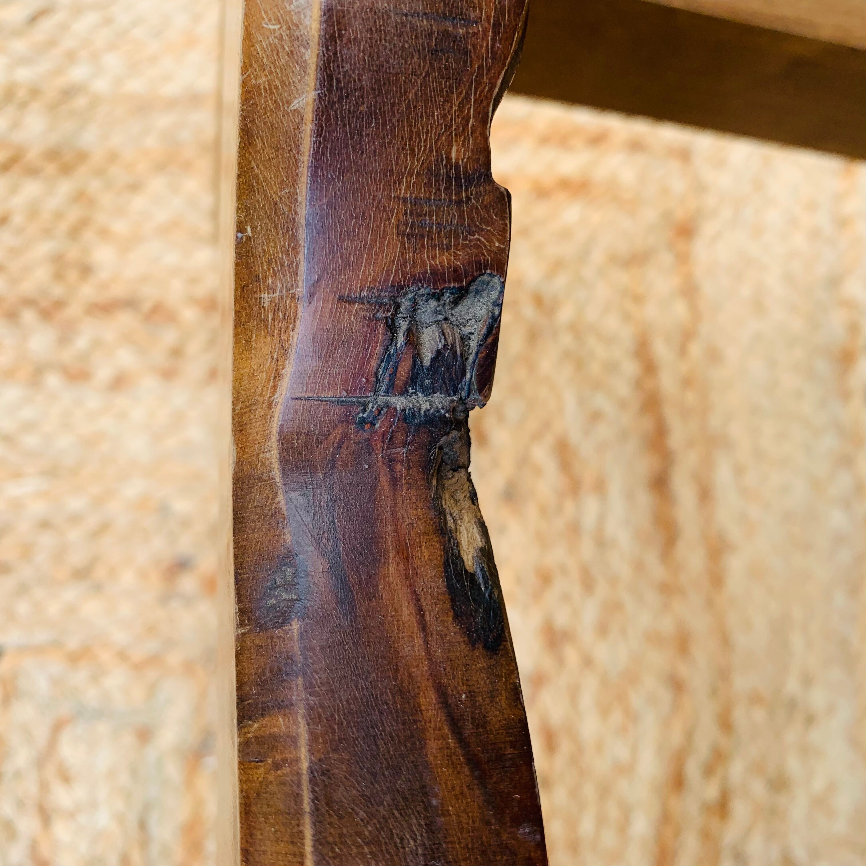 Pair of wooden and straw chairs