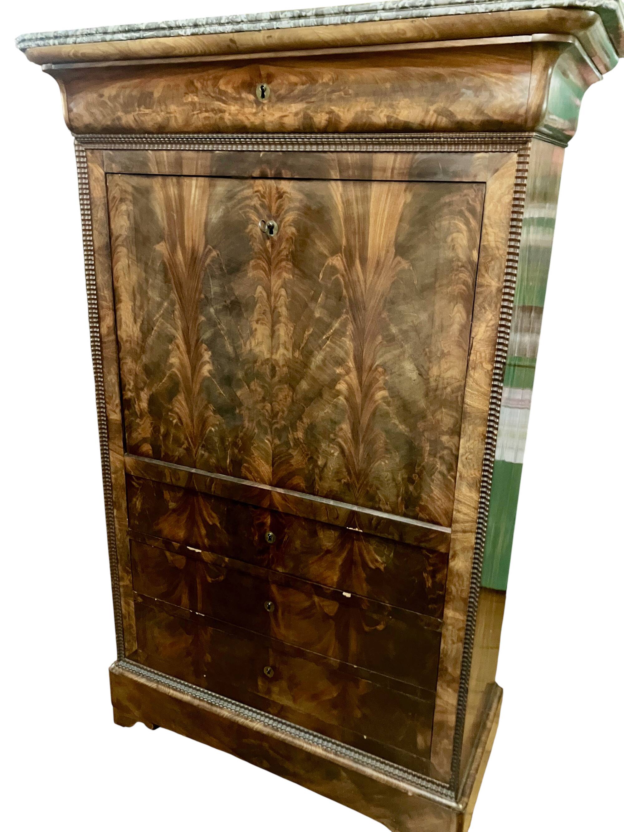 19th Century Secretary in Mahogany and Lemonwood