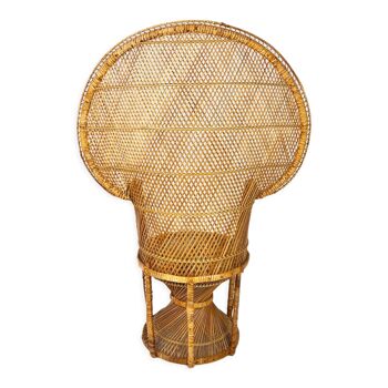 Vintage rattan and wicker peacock chair, 1970s