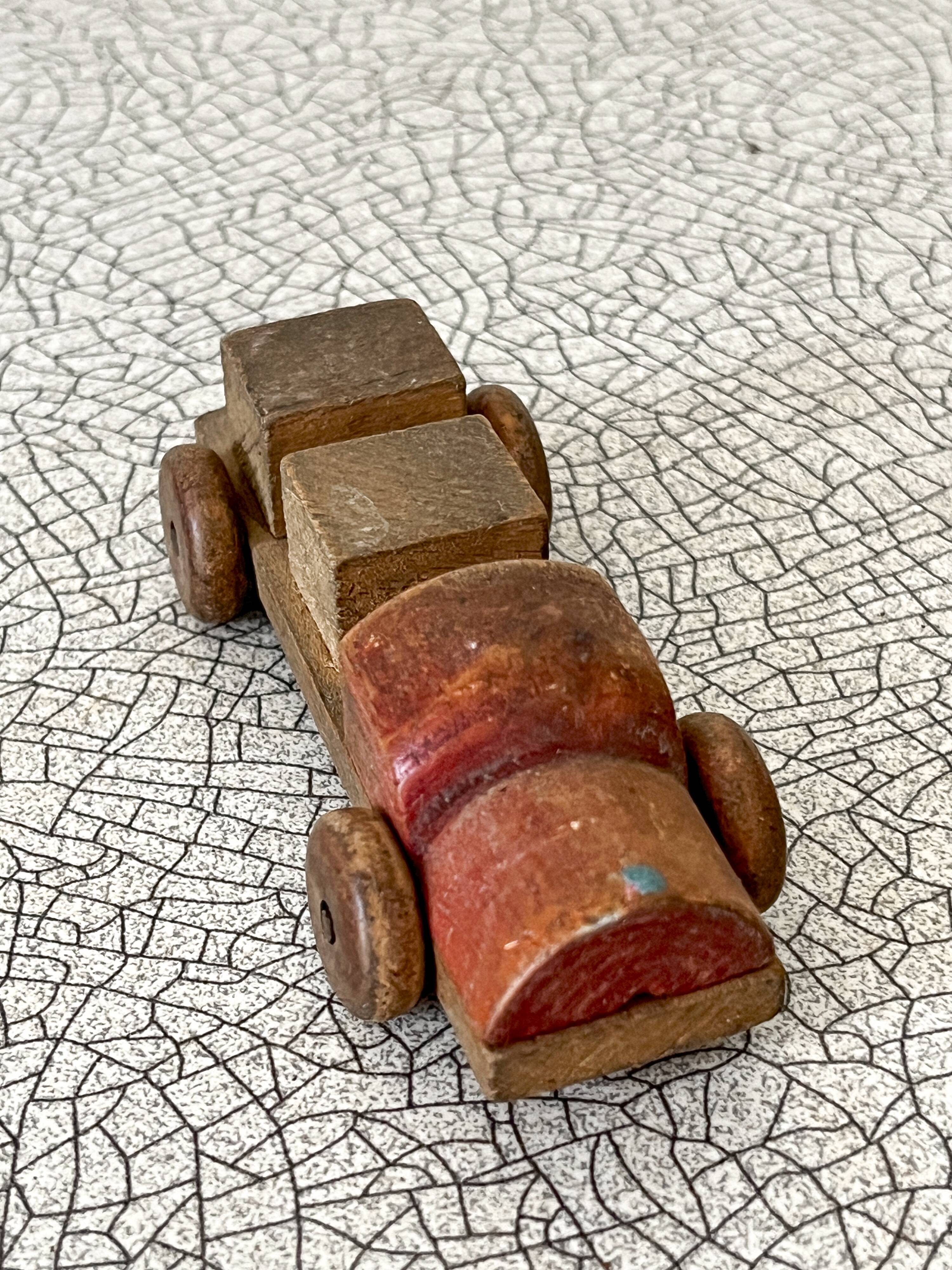 Small transporter truck, old wooden toy