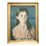 vintage gold frame with portrait of crying girl by Bragolin