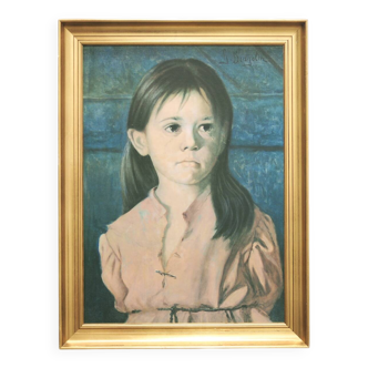 vintage gold frame with portrait of crying girl by Bragolin