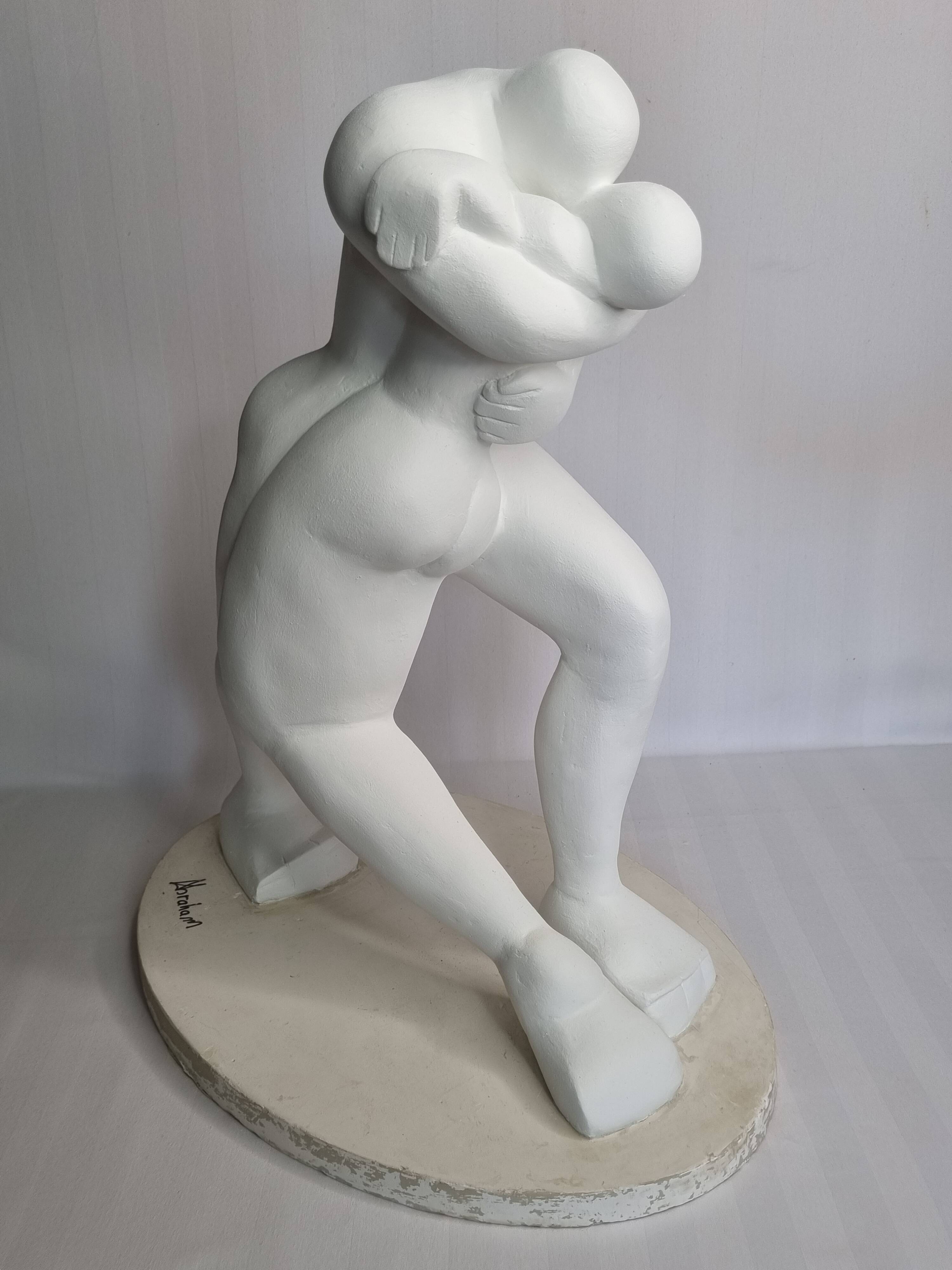 Original sculpture The Embrace signed Françoise Abraham patinated plaster 46 cm