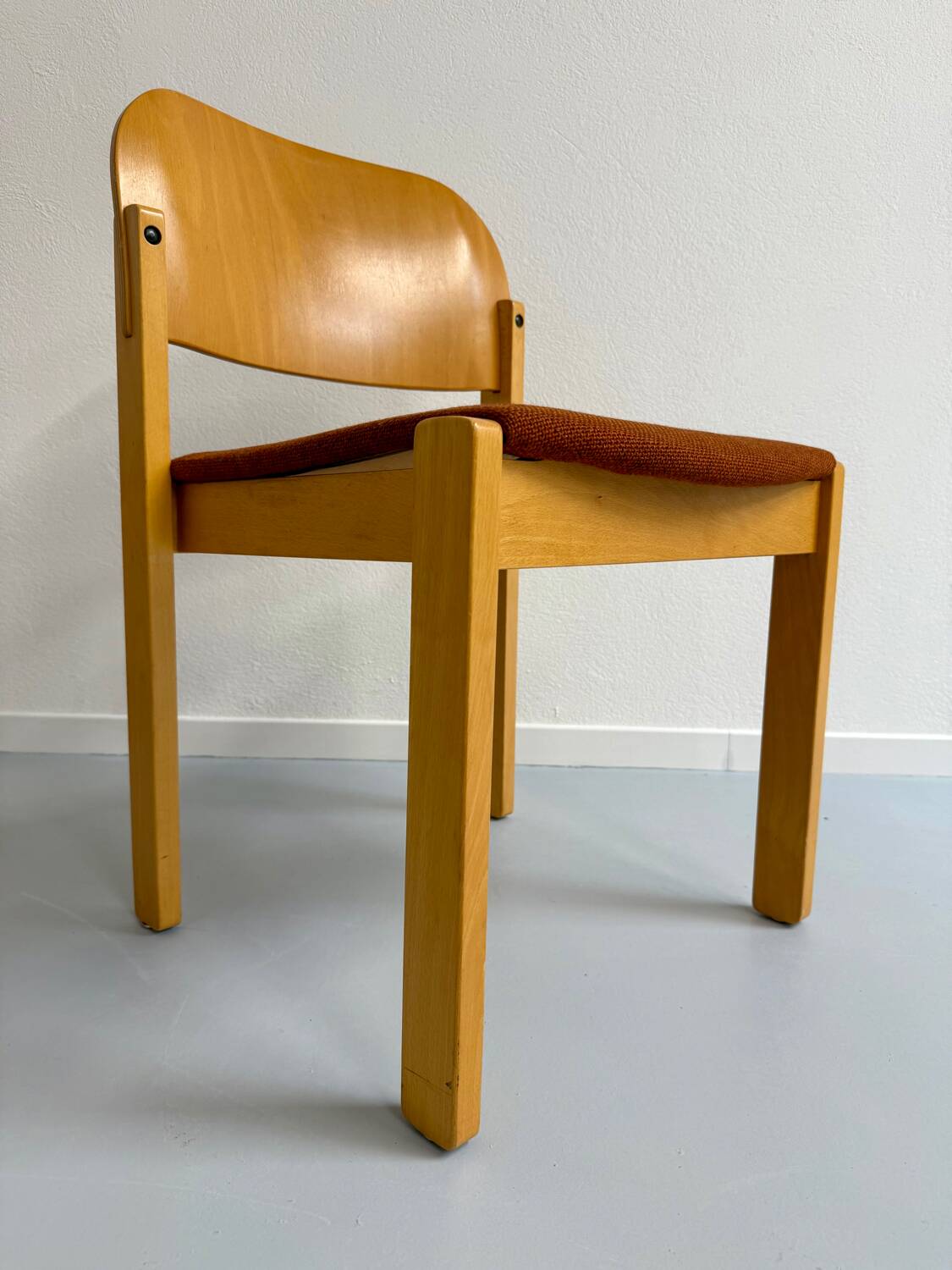 Lot of 8 old Scandinavian design wooden chairs from the 80s vintage