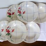 6 assiettes creuses vintage de Niderviller modèle Saumur 220512
