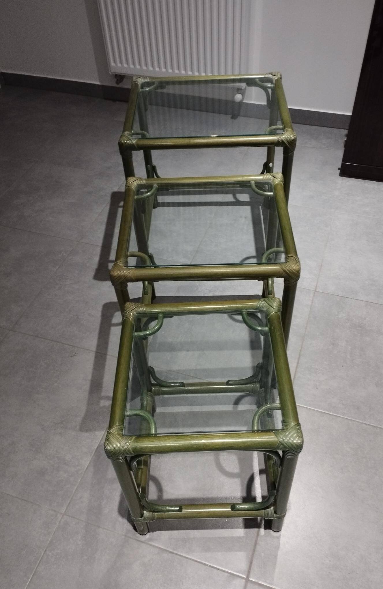 Vintage nesting table, in green colour.