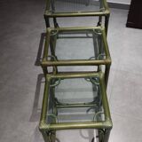 Vintage nesting table, green color