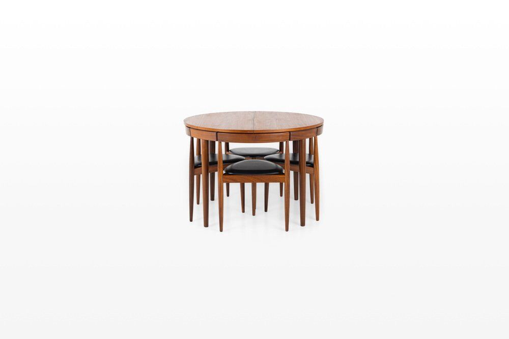 Roundette dining set by Hans Olsen for Frem Rojle, Table + 6 chairs, 1950s