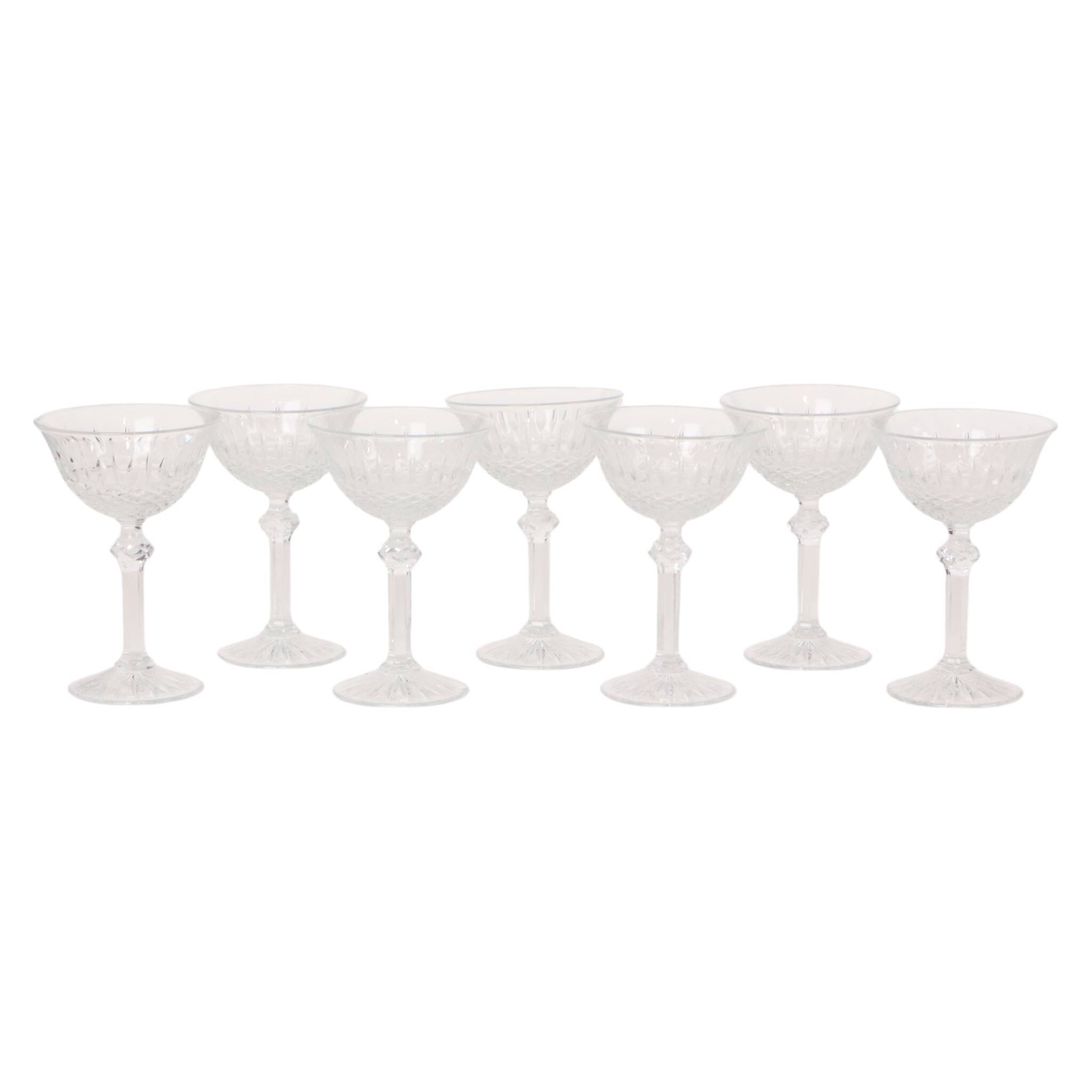 Set of 7 Regency Fidenza Crystal Champagne Glasses