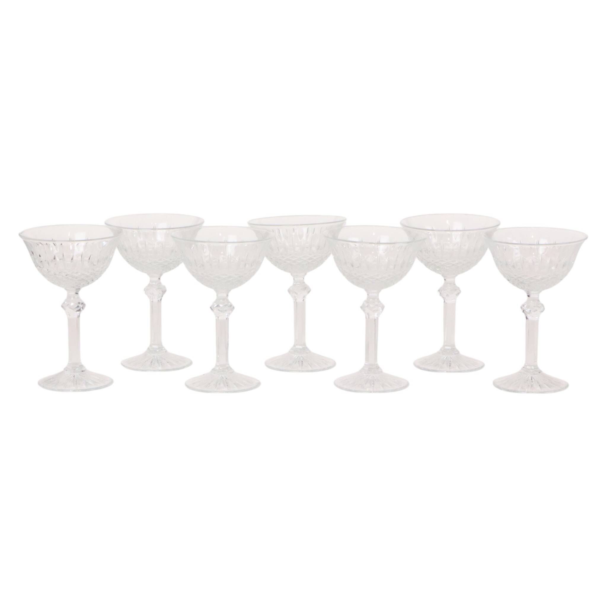 Set of 7 Regency Fidenza Crystal Champagne Glasses