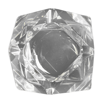 Empty diamond ashtray pocket flavio polished glass Murano crystal facets prism 60s