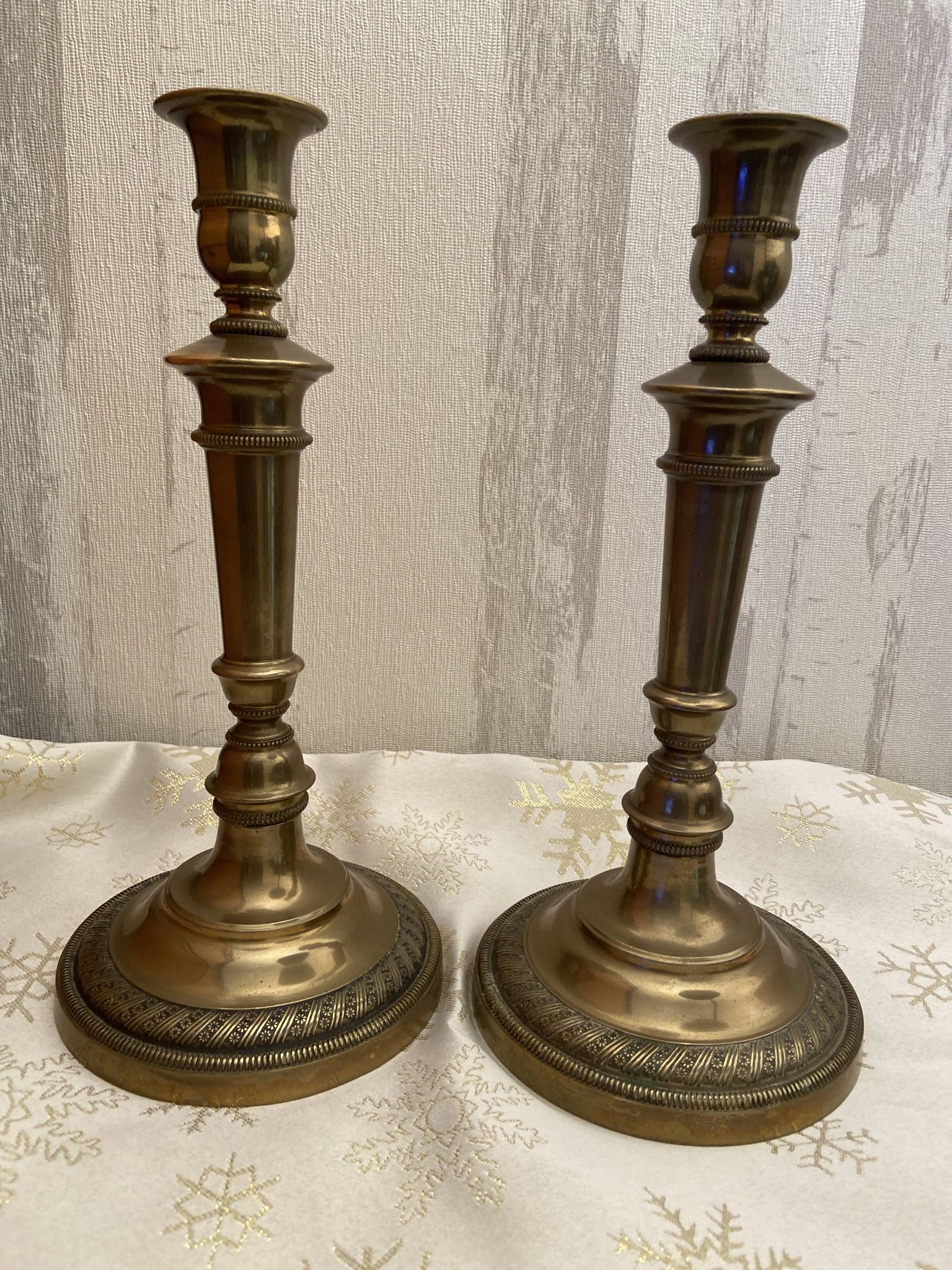 Pair of brass candle holders