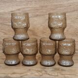 Set of 6 orangeade glasses Fidenza Italy vintage 70's, fruit patterns