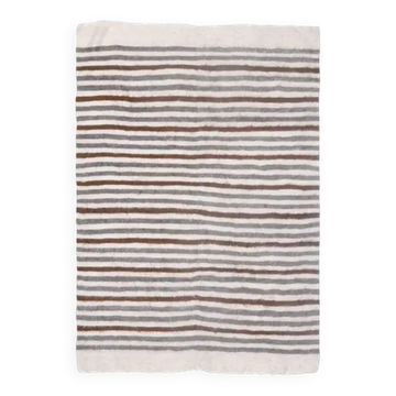 Tapis kilim vintage turc fait main en laine et coton beige marron des années 1970 152x208