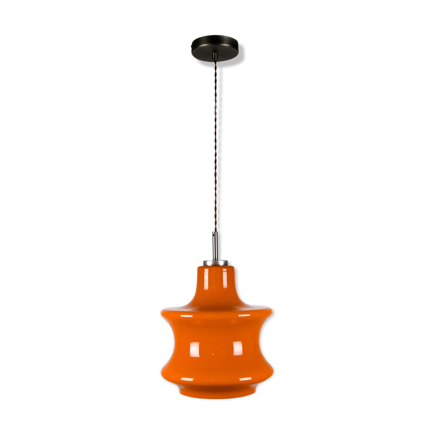 Mid-century orange glass pendant lamp