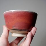 4 Japanese bowls in red glazed mixed stoneware