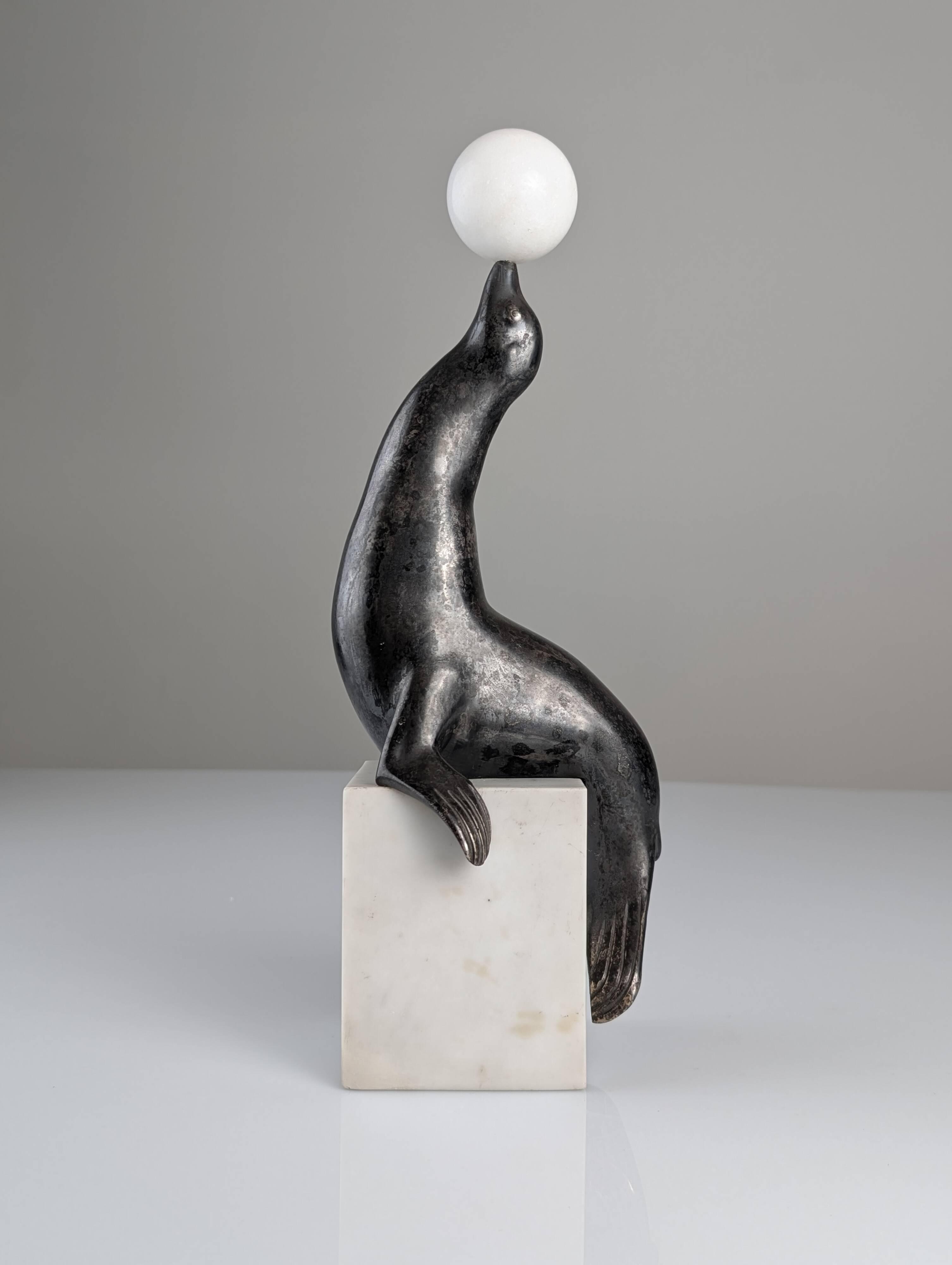 Art Deco sea lion sculpture attributed Marcel-André Bouraine, 1920s