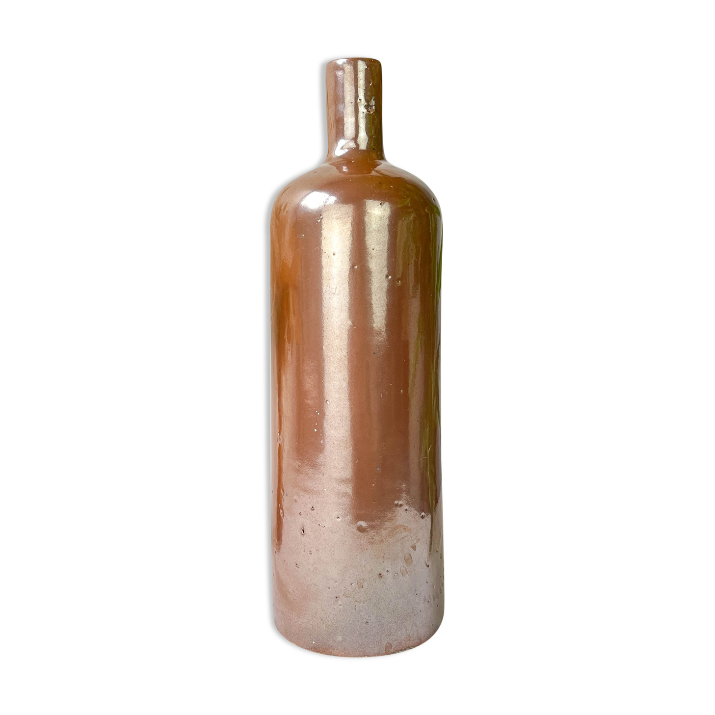 Vintage iridescent brown stoneware bottle