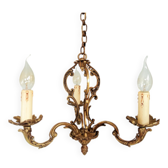 Ornate French 3 arm chandelier. Rococo/ Baroque lighting
